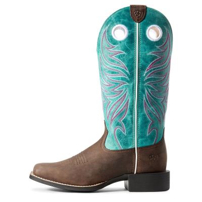 Ariat Round Up Ryder - Western Laarzen Bruin / Blauw Dames - 37580-755